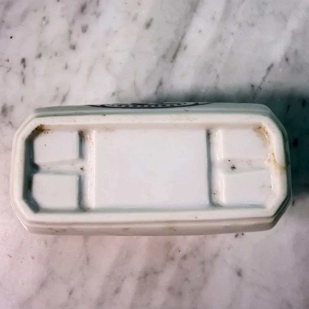 Vintage Ceramic Floral Toothbrush Holder White Blue Glossy Freestanding Bathroom